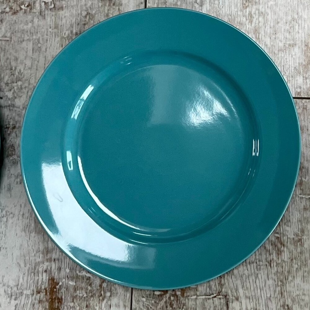 FIRM! (4) Vintage Fitz and Floyd Fine "Aqua" Porcelain Dinner Plates